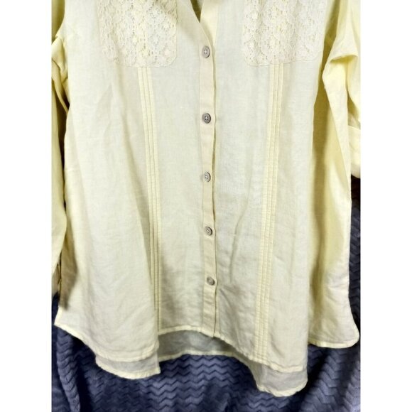 Soft Surroundings Size XL Yellow Iris Surfspray Tunic Shirt Linen Cotton Blend - Picture 10 of 10